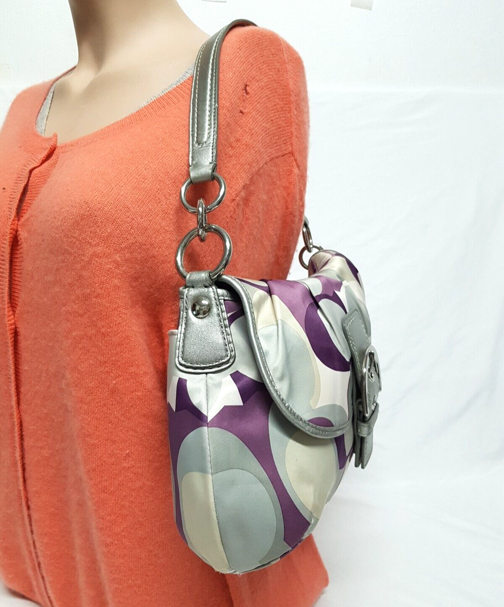 COACH SOHO SIGNATURE MULTICOLOR SATIN Y2K PURSE SHOULDER HANDBAG