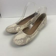Lucky Emmie White Ivory Snakeskin Leather Ballet Flats Women  s size 8
