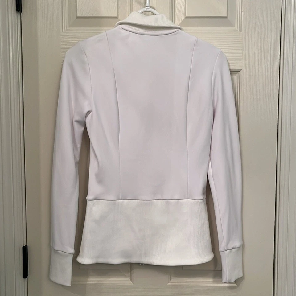 Chaqueta corta con cremallera Athleta para mujer blanca Ridge talla XS entrenamiento atlético acanalado Foto 4 de 4