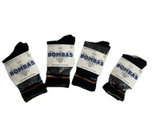 4 Pack Bombas Unisex Black Crew Socks Extra Small XS Kids