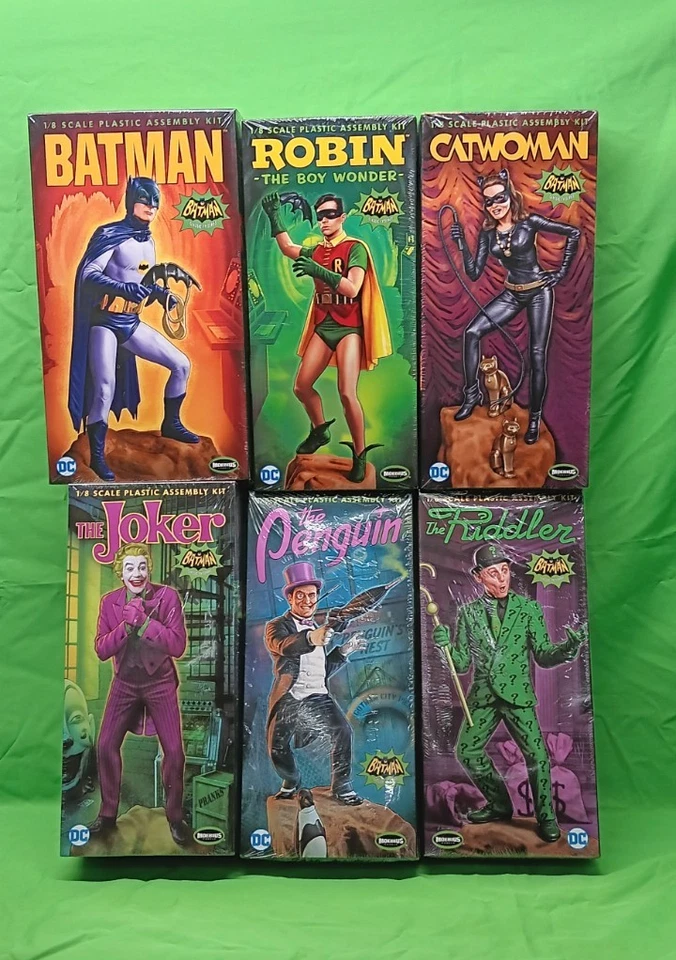 1966 TV Batman 6 Moebius Models 1/8 Penguin Joker Riddler Catwoman Robin Sealed - Image 2 of 4