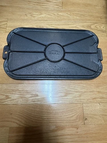 WAGNER WARE CAST IRON 17" GRIDDLE STYLIZED LOGO Vintage Restored