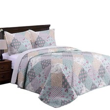 JML King Quilt Set 3-Piece All-Season Lightweight Soft Printed Bedding Coverlet