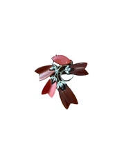 Vintage Lisner Gold & Coral Tone Floral Flower Boucher Lapel Brooch Pin Jewelry