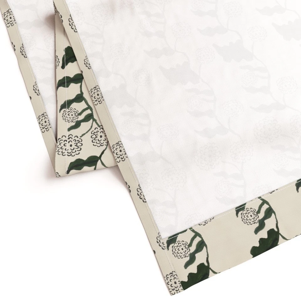 Floral Stripe Flowering Vine Dark Moss Printed Custom Curtain Panel Set Of 2 - Image 4 of 4