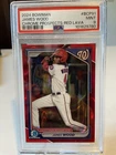 2024 BOWMAN CHROME PROSPECTS RED LAVA #BCP91 JAMES WOOD 5/5 Nationals PSA 9
