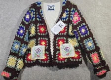 OOAK Magnolia Boho Handmade Granny Square Jacket VTG Crochet Quilt Upcycle XL