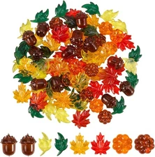 84 Pieces Acrylic Leaves Mini Pumpkin Maple Acorns Crystals... 