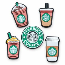 Coffee Lover Shoe Charms 5pc Set Cute Clog Accessories Drink Theme Gift