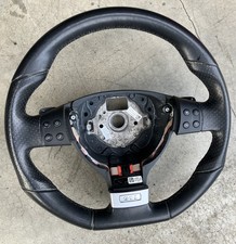 06-09 Vw Golf Gti Jetta Gli Flat Bottom Leather Steering Wheel W Paddles Black