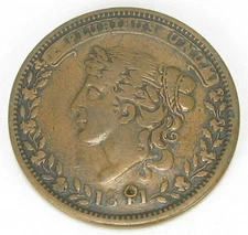 Hard Times Token Not One Cent, HT 58, Very Fine-, #255