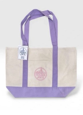 Trader Joe s Tote Bag Stofftasche purple lilac Einkaufstasche Neu Viral