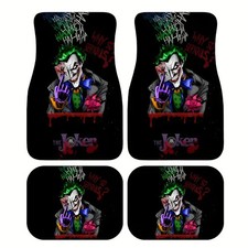4pcs Wb Suicide Squad Joker Car Floor Mats - Vibrant Movie-themed Design Durabl
