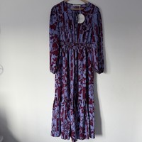 BNWT Rusttydustty Purple & Burgundy Floral Print Maxi Dress Size L