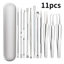11PCS Acne Blackhead Remover Kit Pimple Popper Comedone Extractor Tool Set