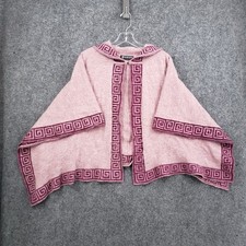 Manos de La Comunidad Poncho Cardigan Sweater Womens Pink Baby Alpaca Hooded
