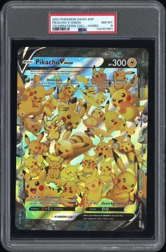 2021 POKEMON SWSH PROMO CELEBRATIONS COLLECTION-TAG PIKACHU V-UNION PSA 8