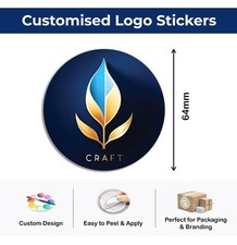 Personalised Round Printed Stickers Logo Circle Labels Custom Logo (WATERPROOF)