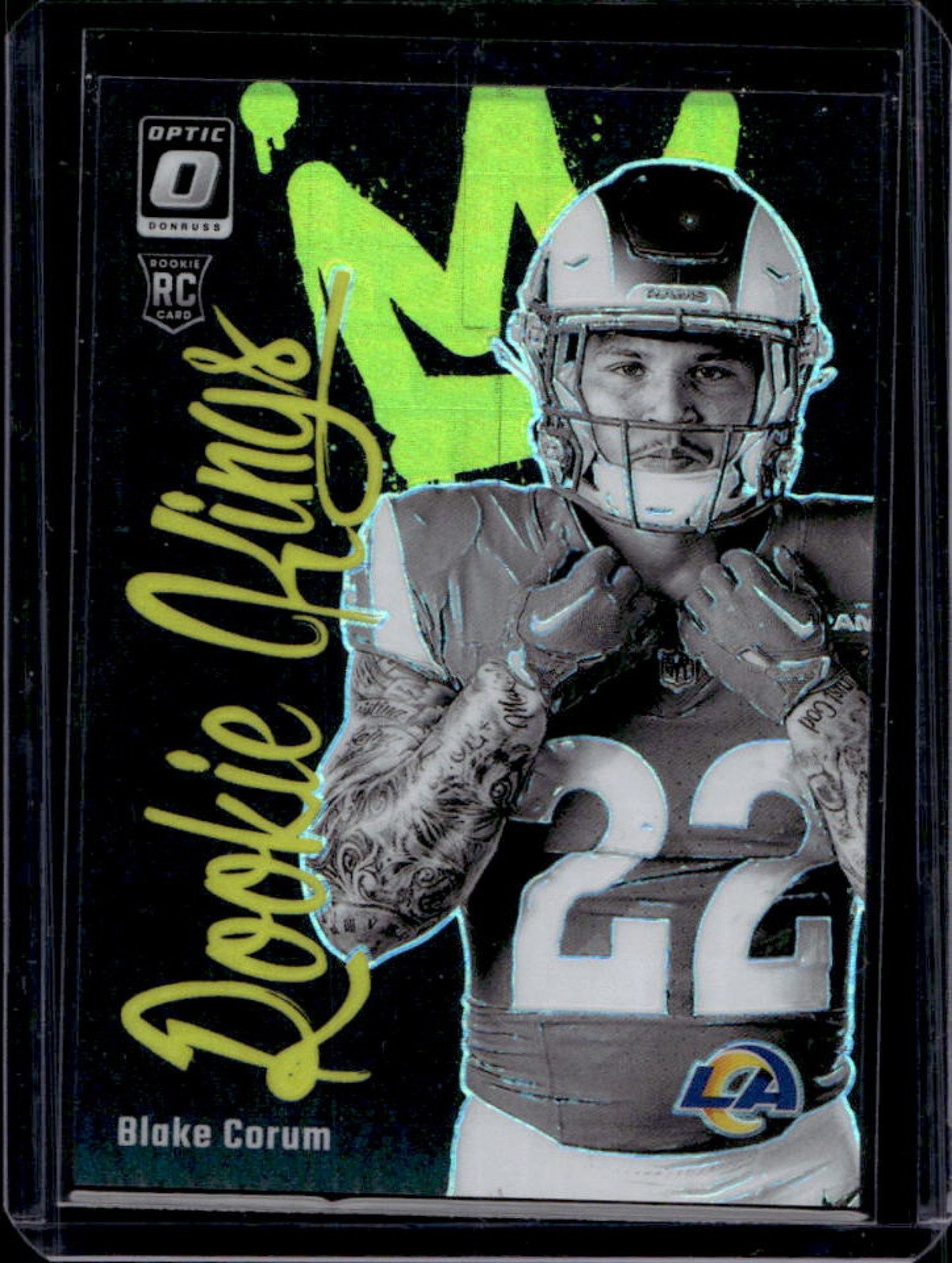 2024 Donruss Optic Blake Corum Rookie Kings RC Black Pandora #15/25 Rams