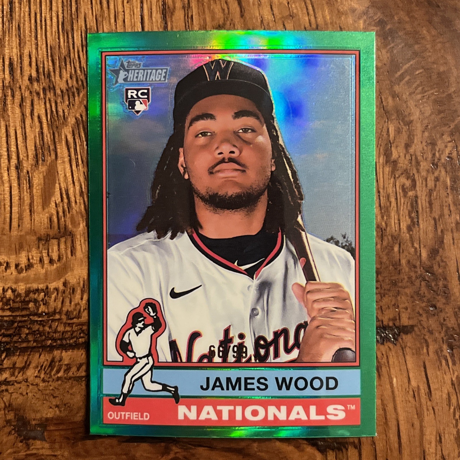 ⚾️ 2025 Topps Heritage #231 James Wood Green Chrome Refractor /99 Rookie RC ⚾️