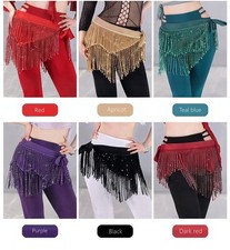 Women Beaded Fringe Hip Scarf Belly Dance Waist Wrap Tassel Chain Belt Costume