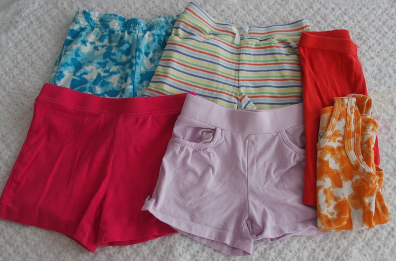 5 6 Girls Shorts Tank LOT summer fall Gymboree TCP purple striped bike tie dye
