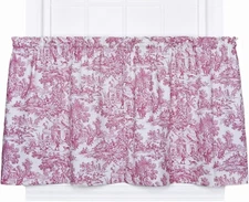 ELLIS Victoria Park TOILE Tier Curtain Set Cotton Kitchen Red 68X30