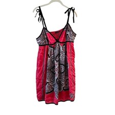 Y2K Bebe Silk Slip Dress Chemise Womens L Pink Paisley Fairy Festival Concert