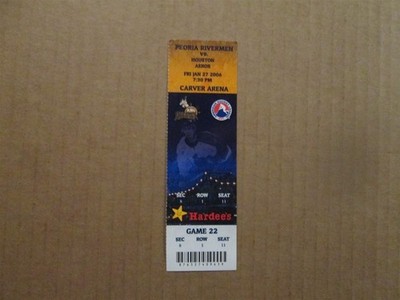 IHL Rivermen vs Aeros Vintage Circa 2006 Game 22 Team Logo Full Ticket
