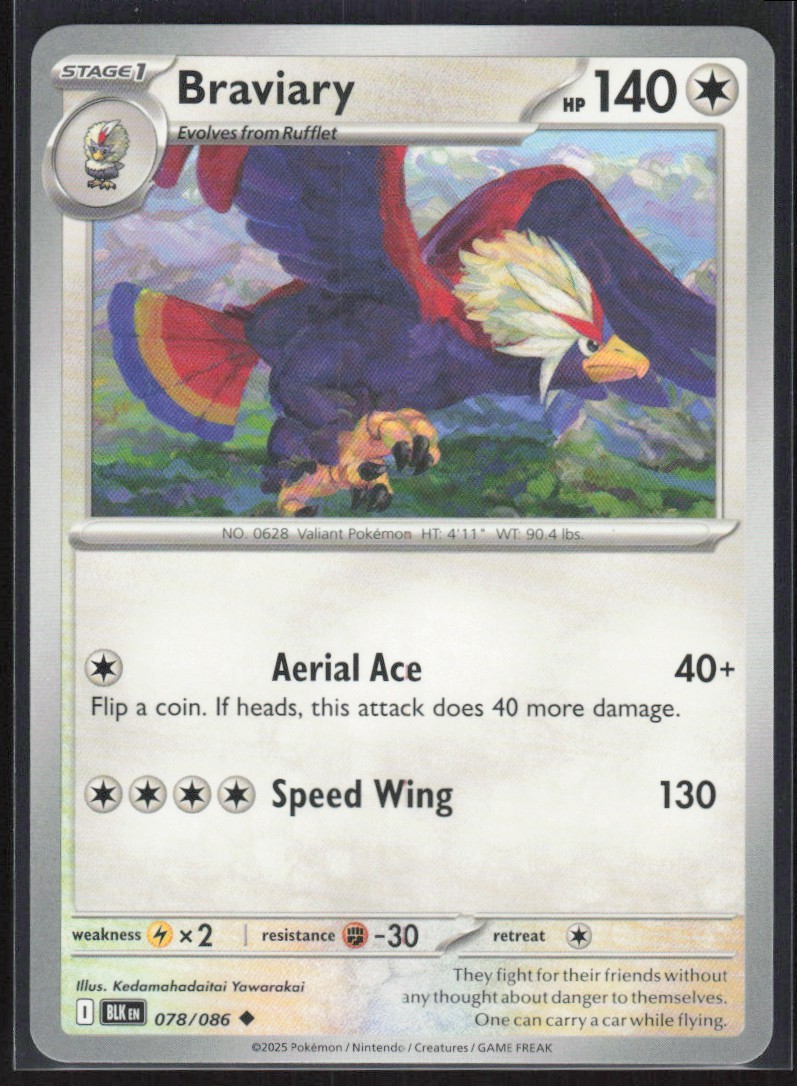 2025 Scarlet & Violet Series - Black Bolt Braviary Uncommon #78