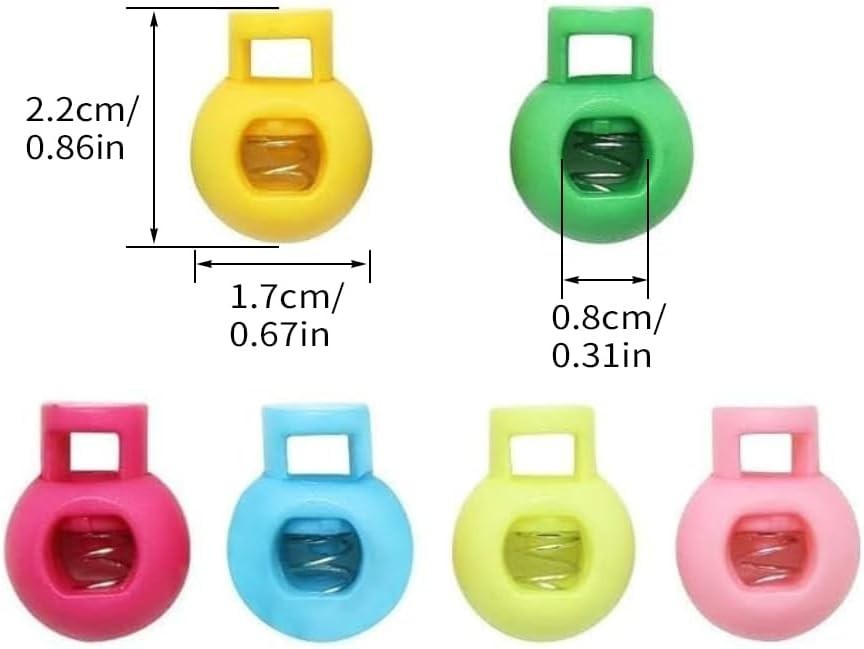 Plastic Cord Locks for Drawstrings Shoelaces, 100 Pcs Adjustable Round Cord S...