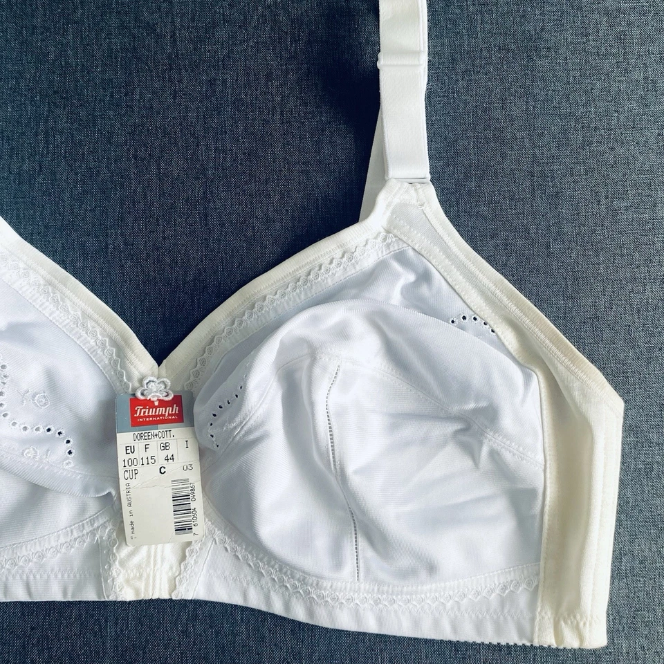 Sujetador de mujer Triumph 44C Doreen algodón blanco marfil hecho en Austria verdadero vintage Foto 4 de 4