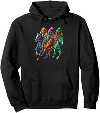 Vintage Horse Racing Painting Horse Derby Lovers Unisex Hooded Sweatshirt