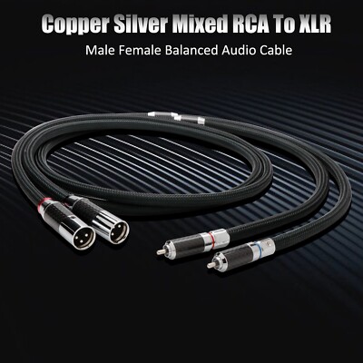 Pair 5N OFC Copper Silver Plated HiFi Audio Cables RCA to XLR Male/Female Plug