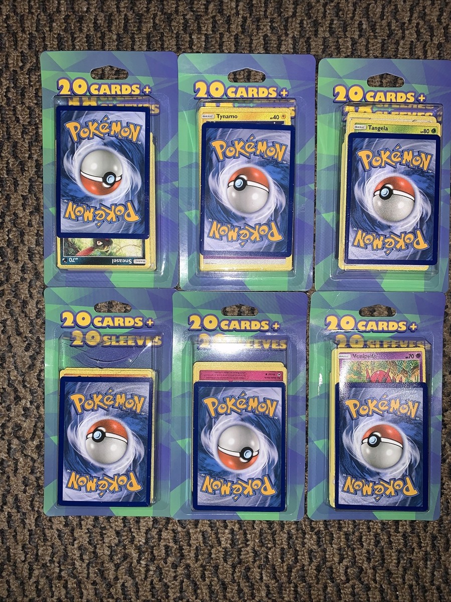 Pokemon Sealed Pack of 20 Cards + 20 Sleeves Walgreens Lot Of 6 New Sealed 