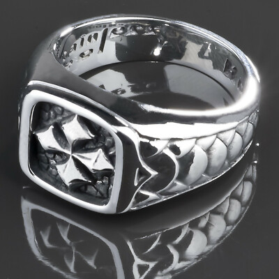 Bague Chevalière Gothique KoolKatana - Croix En Acier Inox - Argent - Taille 67 (21,3 Mm) - Neuf Avec étiquettes