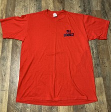 Jerzees Russel Vintage T-Shirt Red Size XL 46 Made In USA Gymnastic Funny PGI