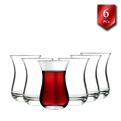 Aida Turkish Tea Glasses, Authentic Turkey Tea Cups Set for 6, Middle Eastern Te