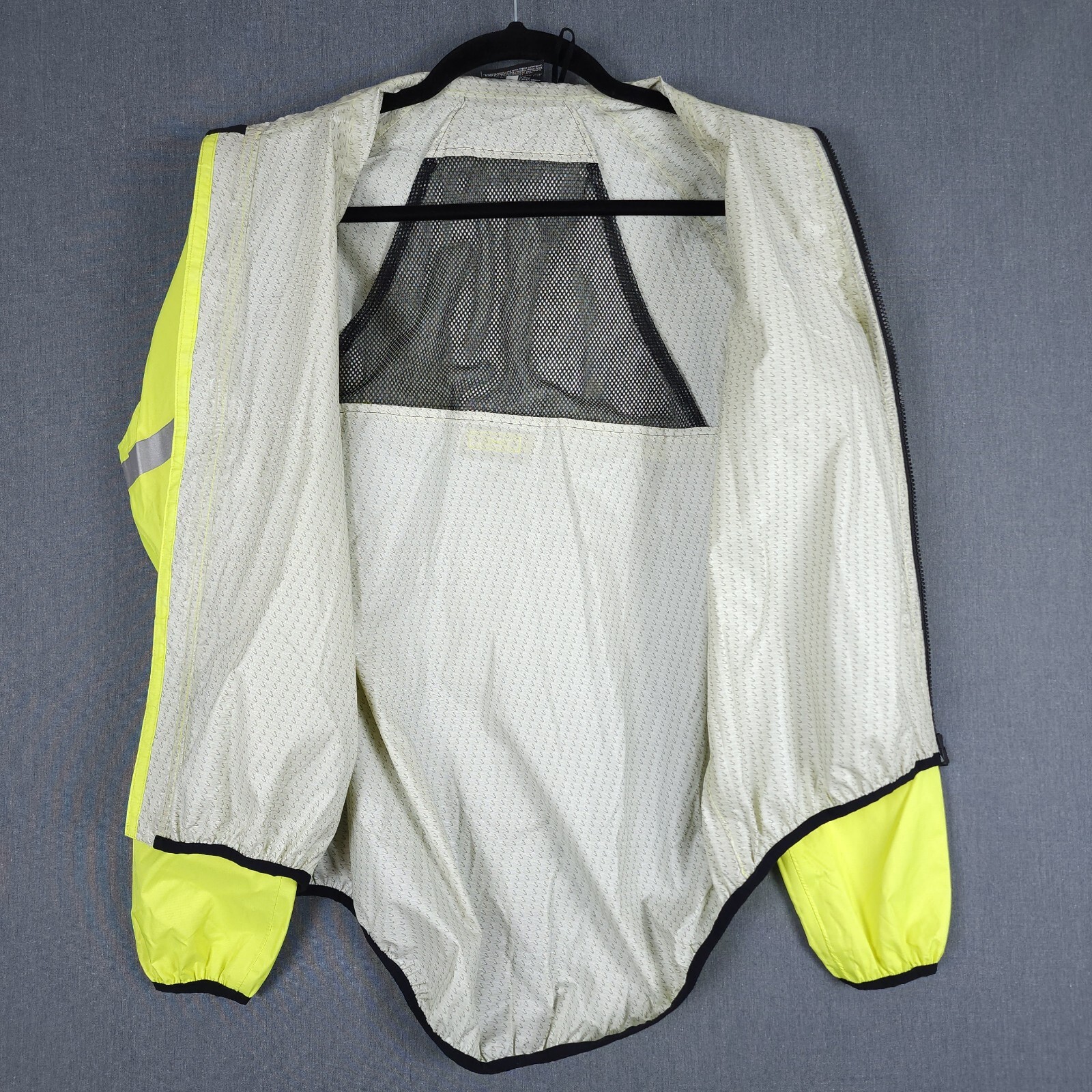 Showers Pass Cycling Jacket Womens Large Neon Yellow Hi Vis Reflective Full Zip