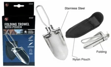 Mini Stainless Steel Folding Trowel | in Pouch | Shovel Spade | Gardening Camp