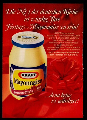 3w6865/ Alte Reklame von 1968   KRAFT Mayonnaise - ...denn keine ist würziger.