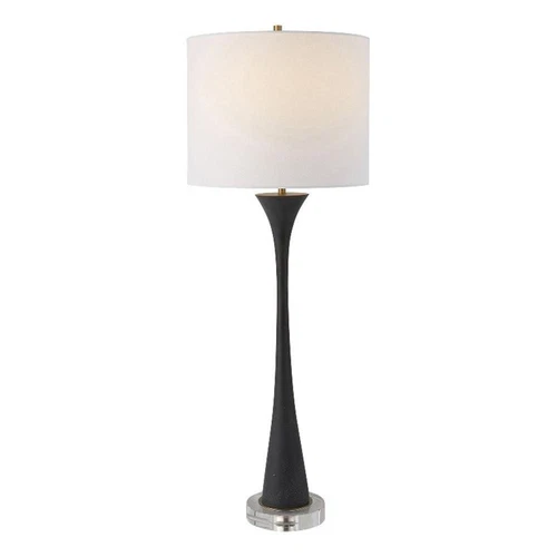 Uttermost Fountain Faux Stone Crystal and Fabric Buffet Lamp in Black - Picture 1 of 7