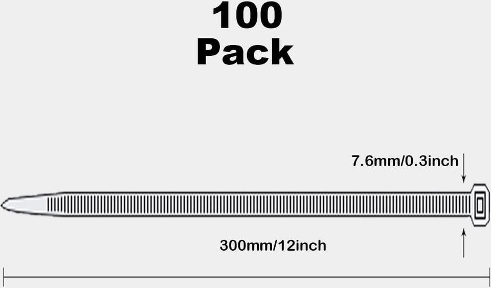 100 Pack 12 Inch Black Heavy Duty Zip Ties Thick Cable Ties With 120