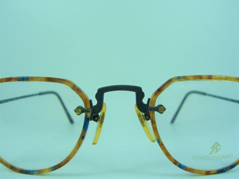 Очки Romolo Cianci из титанового сплава шестиугольные черепаховые овальные оправы новые из старых запасов - Изображение 2 из 4