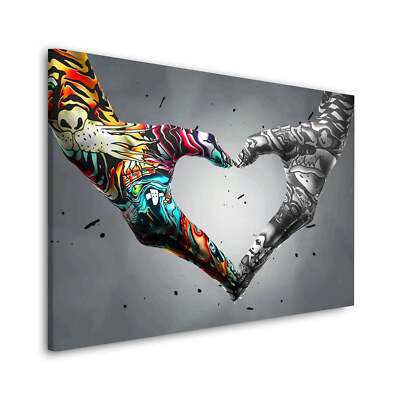 Herz aus Händen Pop Art Wandbild Leinwandbild Deko Kunst XL