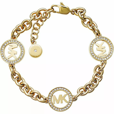 Michael Kors Gold Pavé Kristall Fulton Kettenlogo Armband MKJ4729710