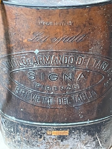 RARE ANGIOLO E ARMANDO DEL TAGLIA MADE ITALY COPPER BACKPACK FIRE EXSTINGUISHER - Picture 2 of 7