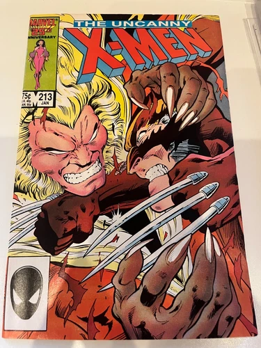 Uncanny X-Men #213 1st Wolverine vs Sabretooth cover 1986 1st Mr. Sinister cameo