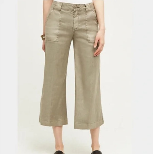 Level 99 Wide Leg Cropped Pants Linen Blend Size 29 Women's