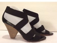 BCBGMaxAzria Sandals Strappy Stretch Fabric Heels Black 9 B